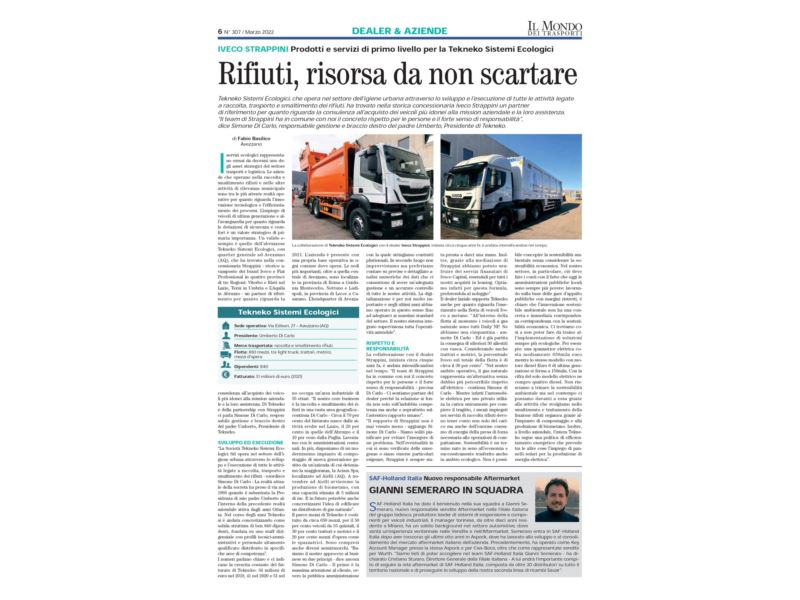 News:IVECO STRAPPINI: Prodotti e servizi di primo livello per la Tekneko Sistemi Ecologici